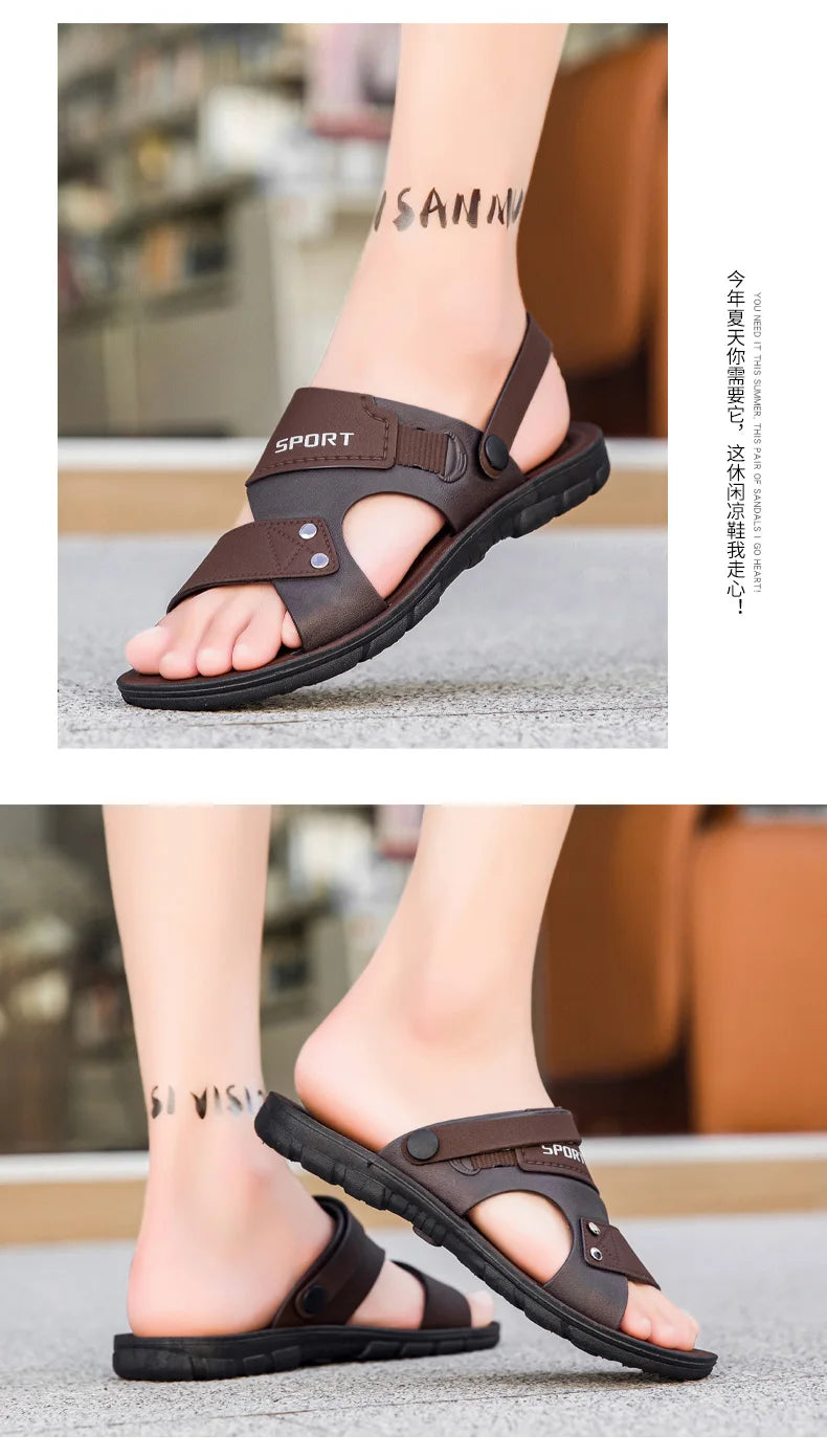 Summer Men's Sandals Fashion Beach Shoes For Men Classic Leather Slipper Male Outdoor Casual Leather Sandals Men