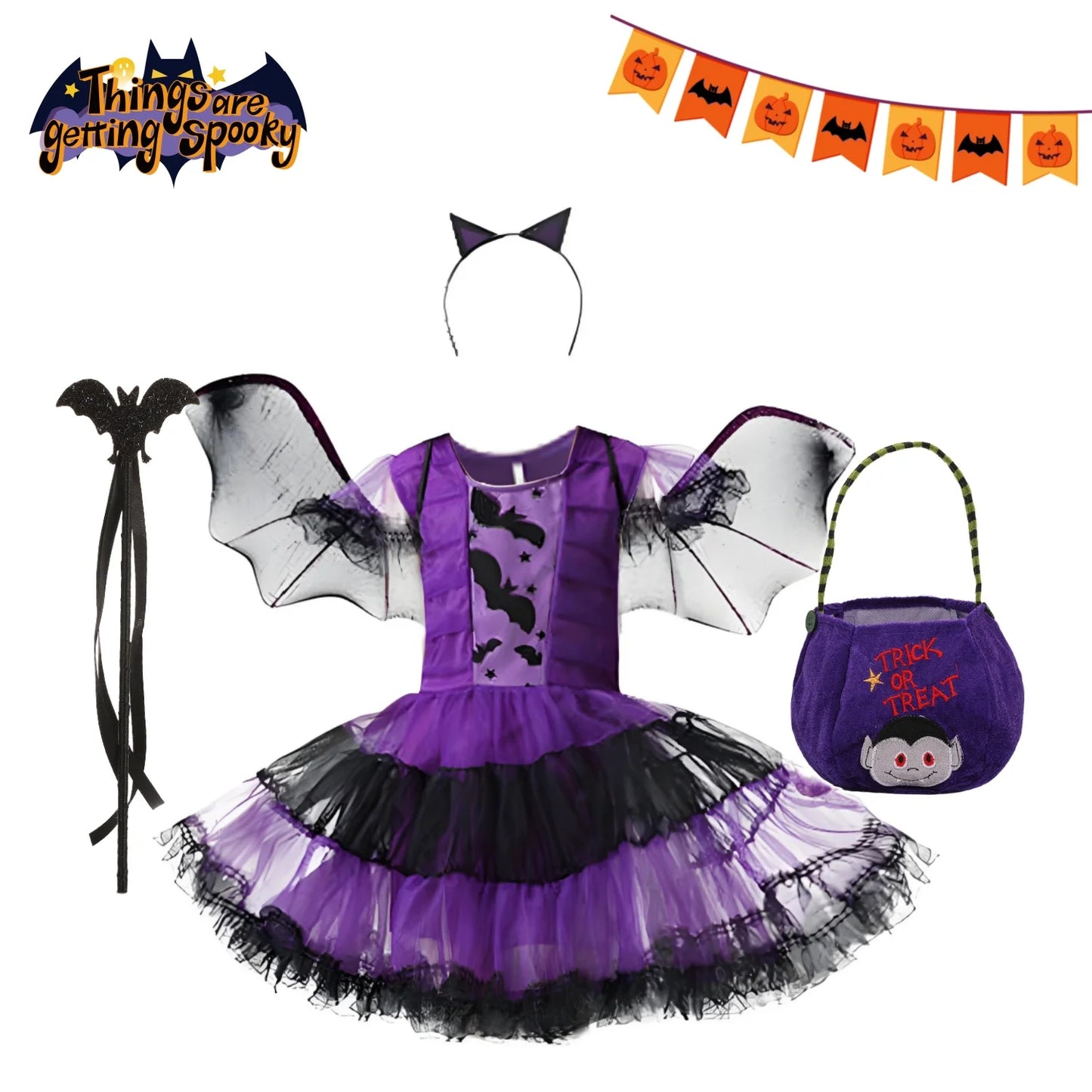 Halloween Costume For Kids Halloween Fantasy Vampire Costumes Girls Short Tutu Dress Kids Carnival Outfit Gothic Dark Clothes