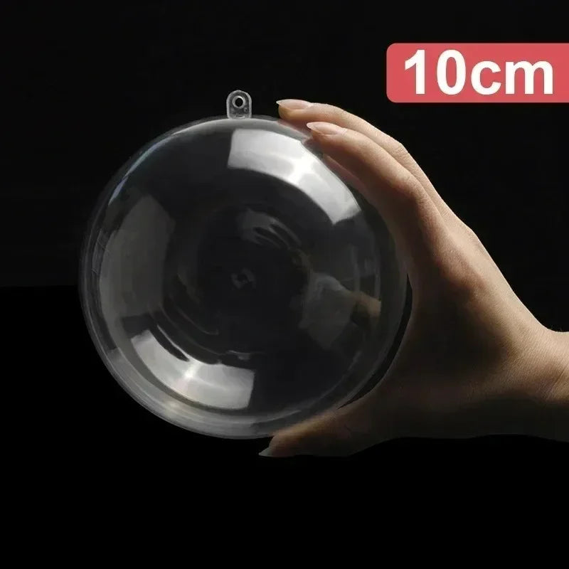 10Pcs Fillable Transparent Hanging Balls Plastic Christmas Ornaments Hollow Decorative Hanging Balls Xmas Tree Pendant Supply