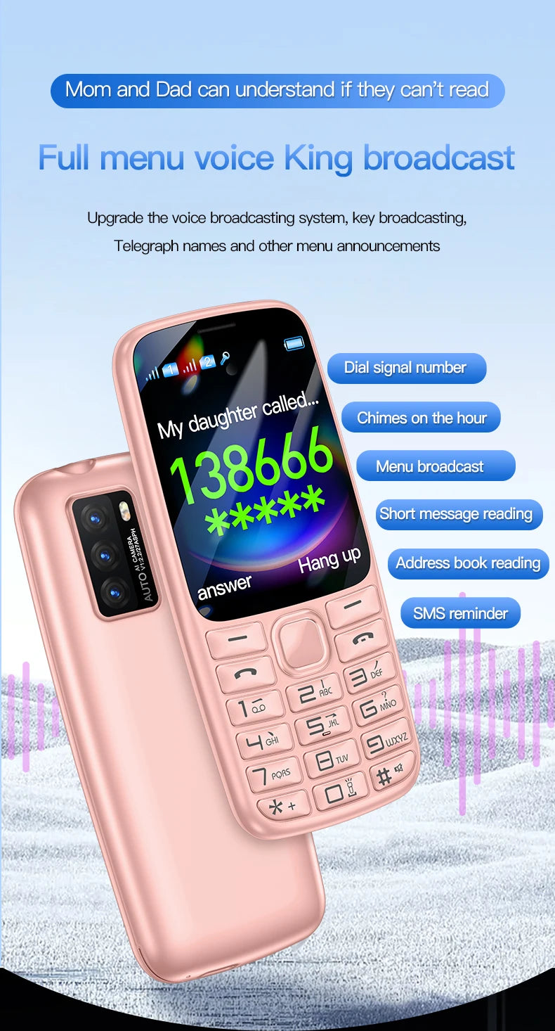 C99(H11) 4G Button Phone 2.4inches TFT Screen Dual SIM Dual Standby Voice King Alarm Clock 1500mAh Battery Torch CellPhone