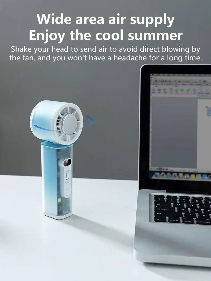 Lenovo Handheld Mini Fan Electric Hand Fans Ice Compress High-Speed Cooling USBRechargeable Portable LED Digital Display