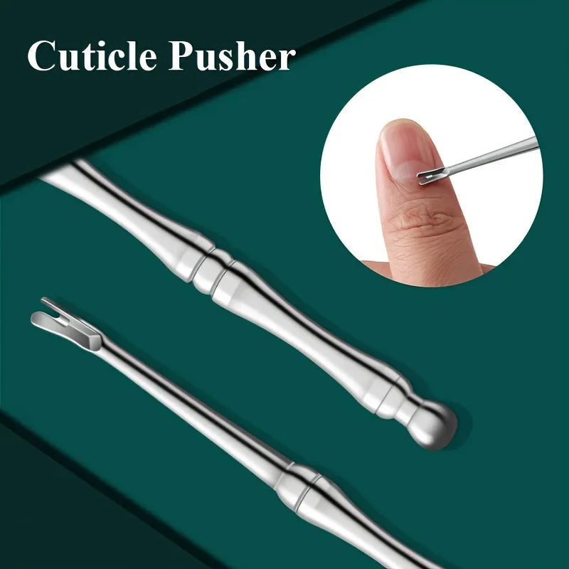 High Quality Cuticle Remover Dead Skin Pusher Surgical Grade Stainless Steel Nail Art Manicure Tool Scraper Nail Cleaner Trimmer