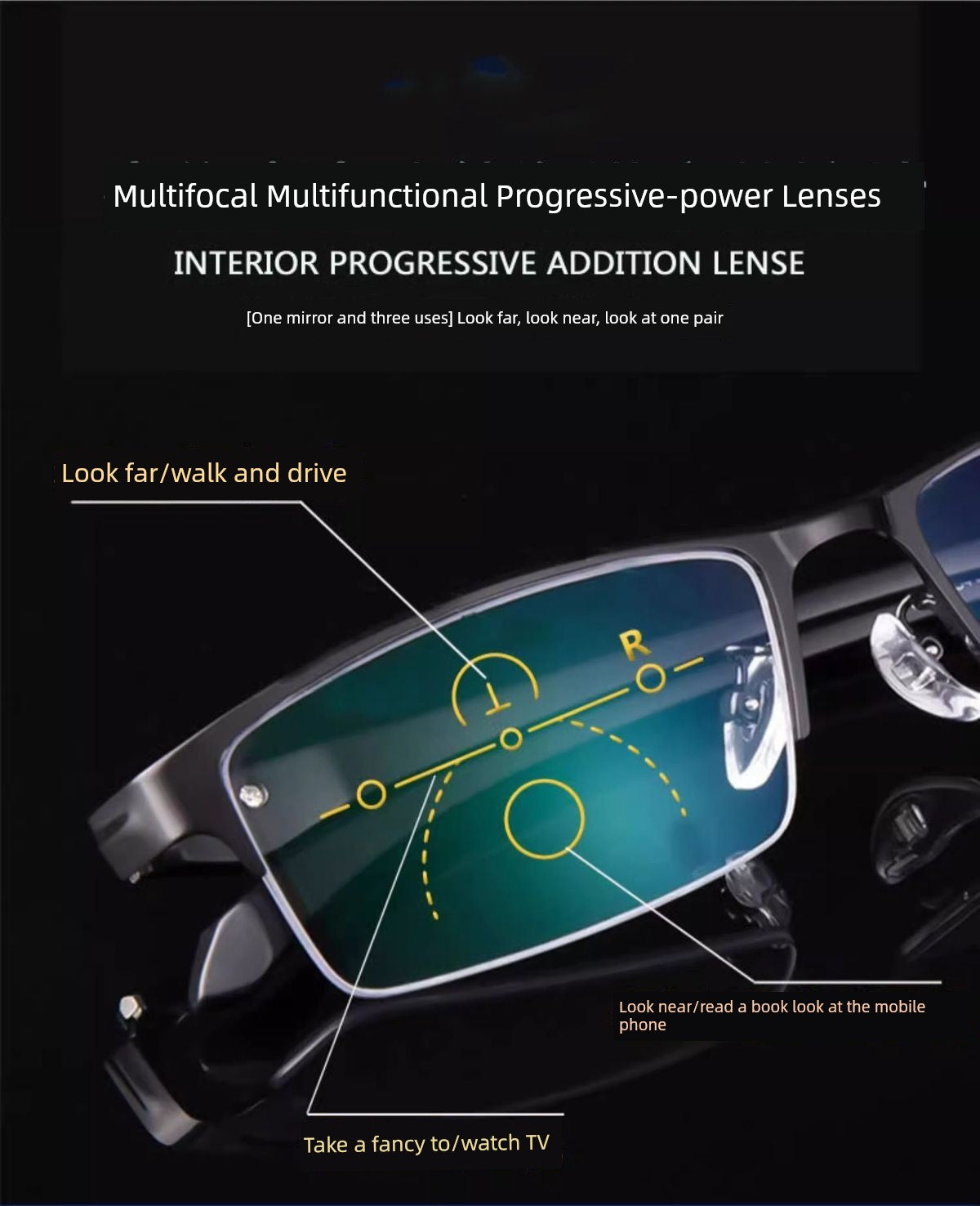 Reading Glasses Men's Smart Zoom Dual-Use Anti-Blue Light Anti-Fatigue Ultra Light Clear Middle-Aged and Elderly Brand Glasses Women