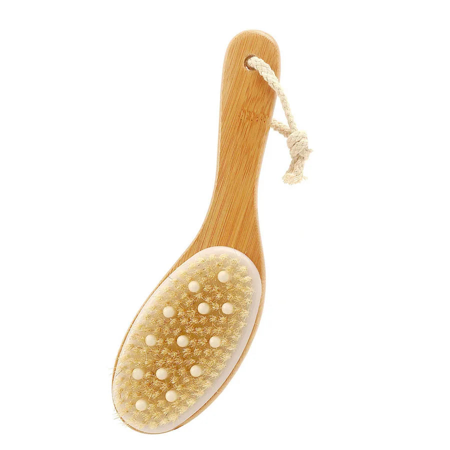Body brush set exfoliating body dry brush facial massage brush removing dead skin volcanic stones