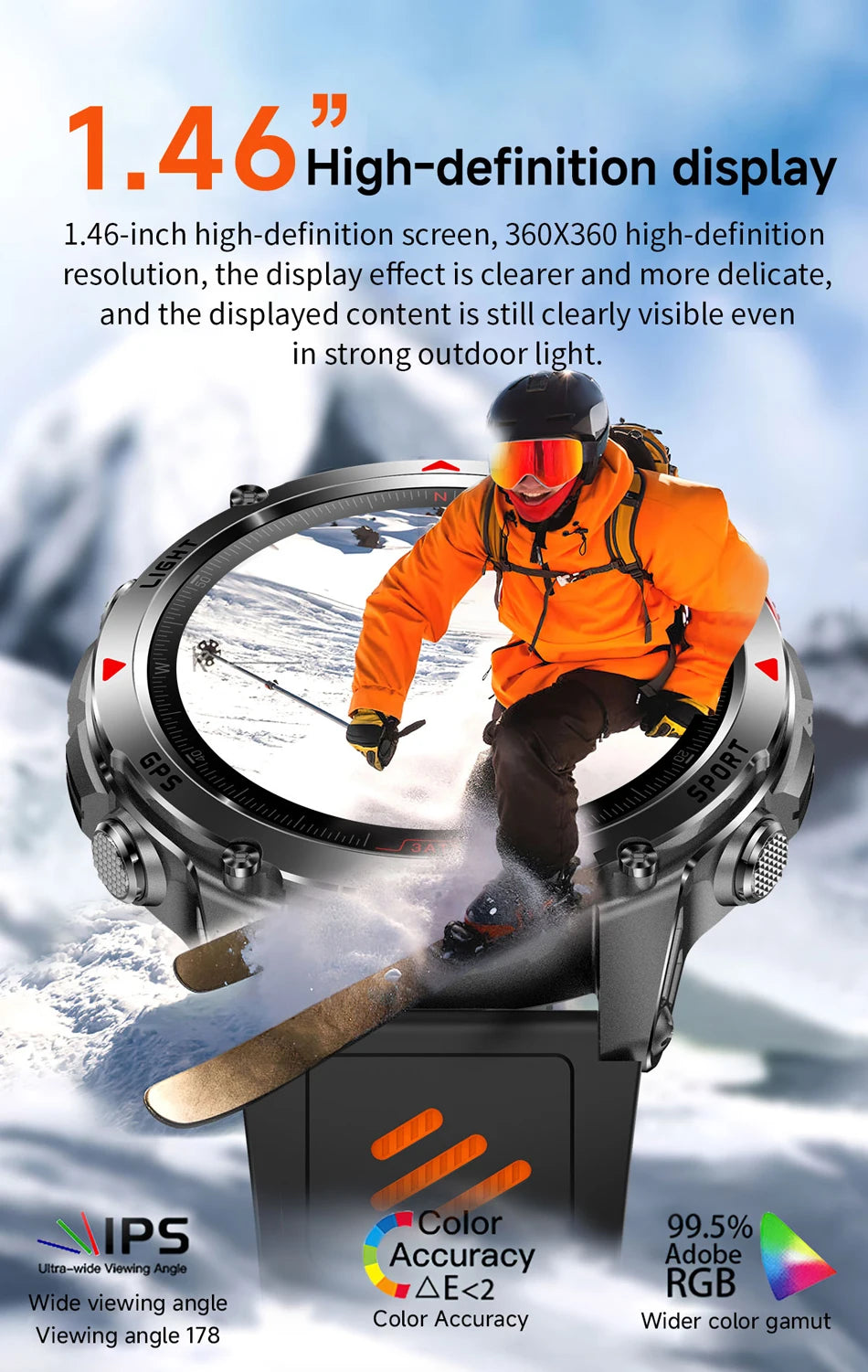 2025 New Outdoor Millitary Smart Watch Men GPS Positioning 540mAh Battery Waterproof Sports Fitness Tracker BT Call Smartwatch