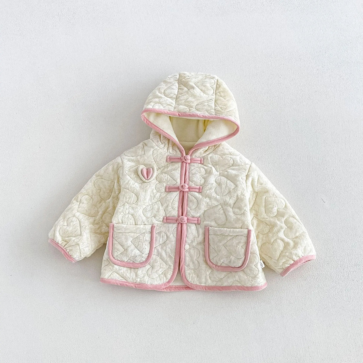 2026 New Winter Girls Heart Quilted Colorblock Coat | Fleece-Lined Hooded Padded Jacket | Cute Warm Outwear