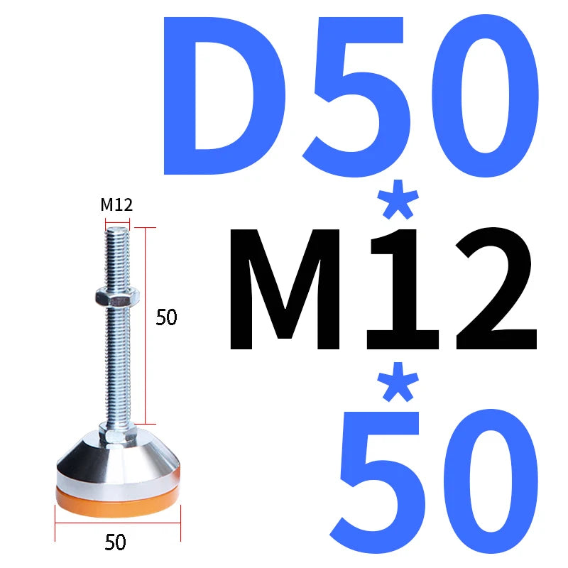 40 50 60 Heavy Metal Foot Cup/Fixed Foundation Screw/Adjustable Foot/Anti Slip Shock Absorber Support Foot M8 M10 M12 M14 M16