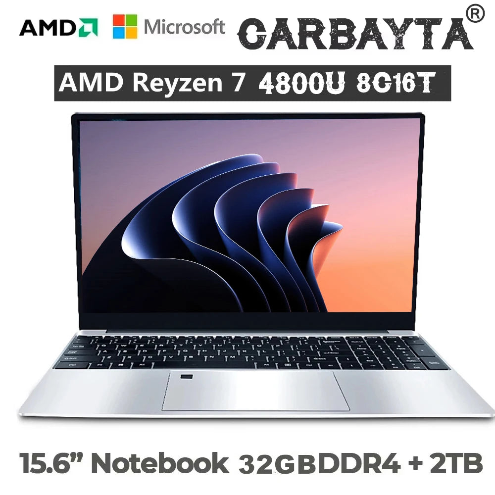 15.6 Inch Ultrabook - AMD Ryzen 7 4800U, 32GB RAM, 2TB SSD, 5G, Bluetooth, Windows 11 Pro Gaming Laptop (Metal)