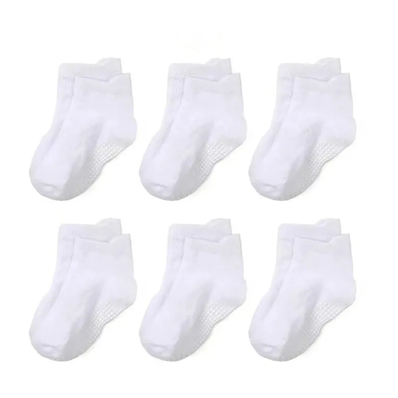6Pairs Baby's Non-slip Floor Socks For Toddler Kids Boys Indoor Activities Learn To Walk Ankle Socks