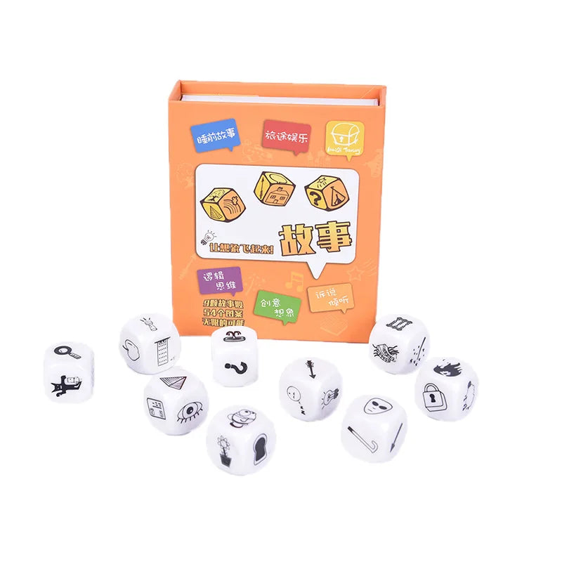 1Set Story Dice Puzzle Board Game Telling Story Book Family/Party/Friends Parents with Children Funny English Game