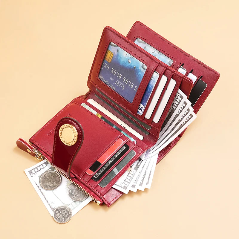 Luxury Designer Wallet for Women Portable Short Bags RFID Blocking Card Holder Purses with Zip Leather Wallets and Handbags