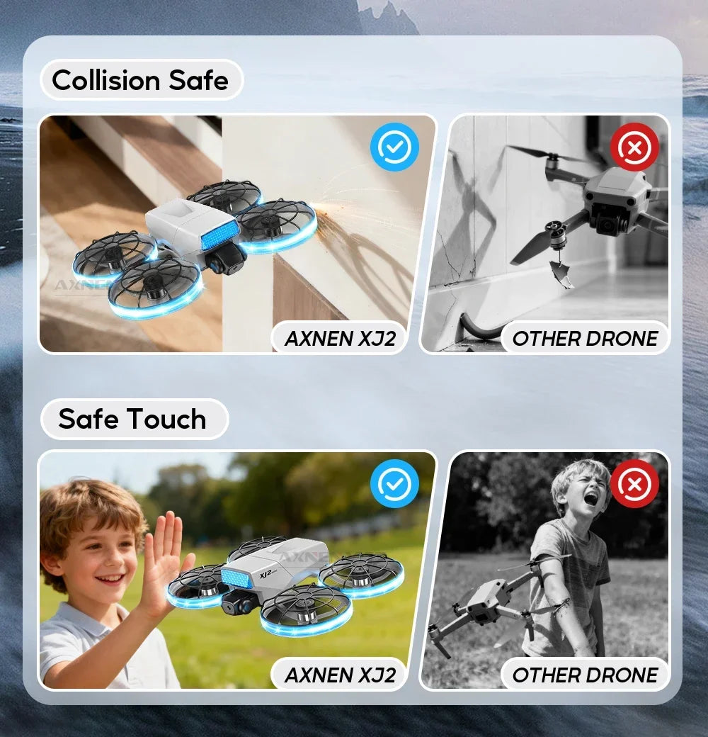 XJ2 Mini Drone 8K HD Camera, Foldable Brushless RC Quadcopter, Remote Control Toy for Kids Teens Beginners Gift Drone