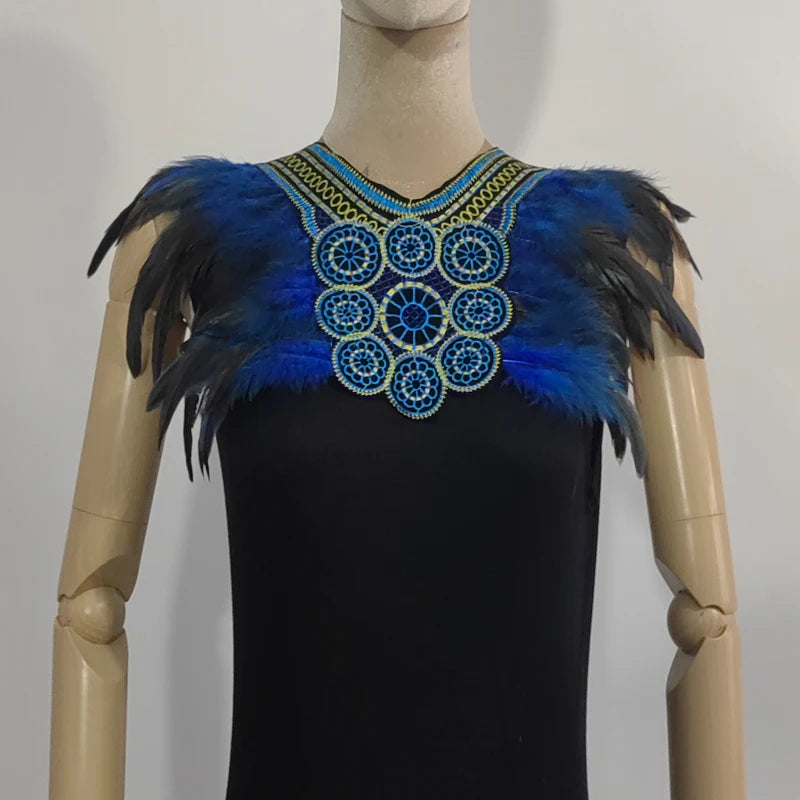 Halloween party costume, collar, scarf, Gothic feather collar and shoulders witch role-playing, available for both women and men