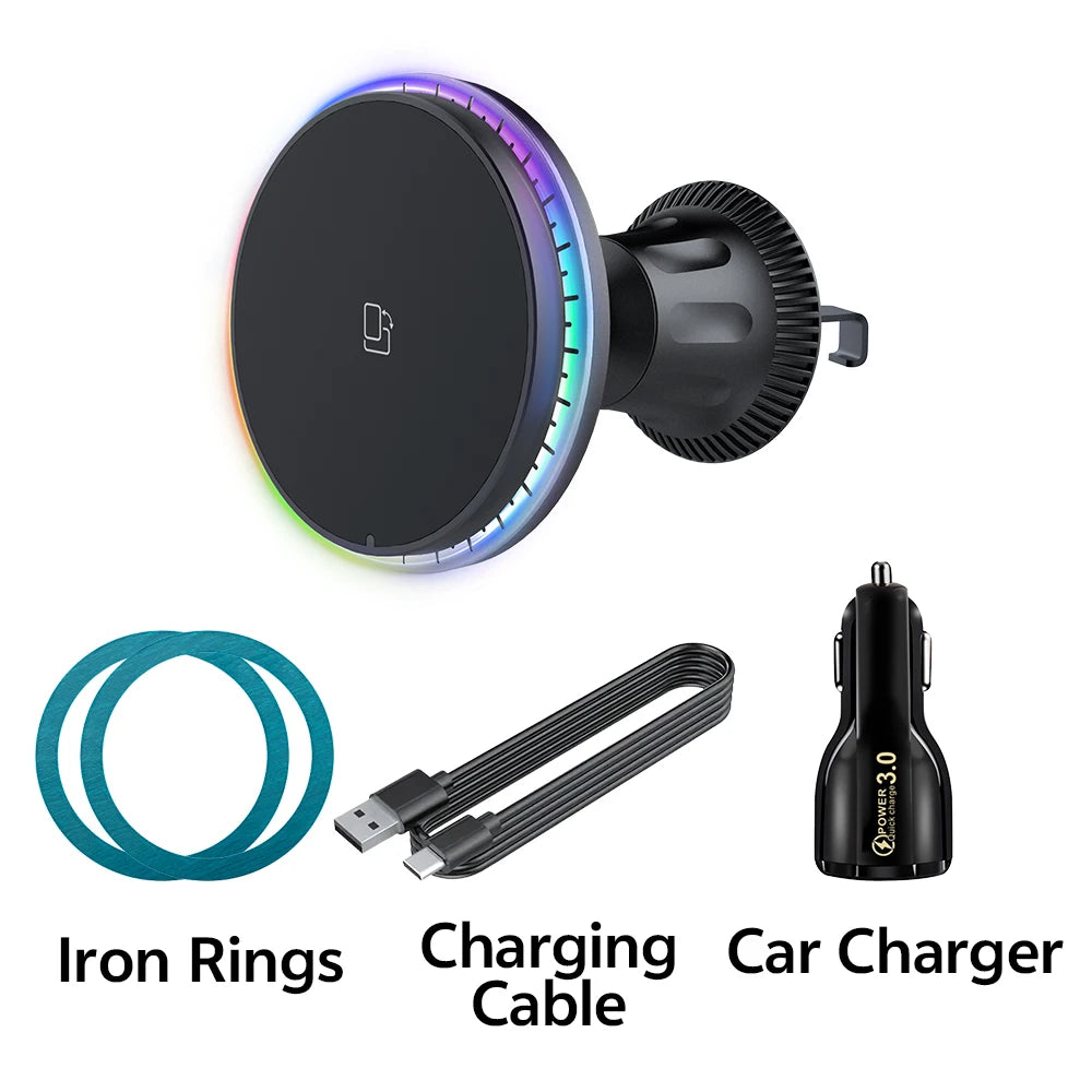15W Fast Charging Strong Magnetic Phone Holder for Car, Wireless Car Charger Compatible for iPhone 16 Pro Max 15 14 13 12