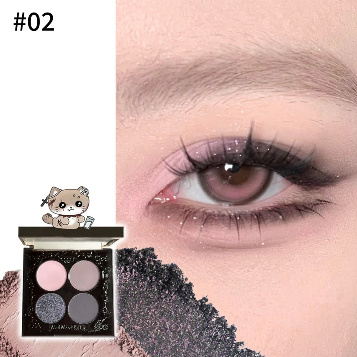 Haggard  Emo Monster Series Four-Color Eyeshadow Palette,Long-Lasting Pigmentation,User-Friendly,Multi-Texture Combination,Party