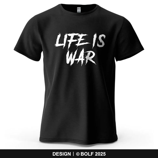 Men's Life Is War Graphic Short Sleeve T-Shirt 100% Cotton Breathable Printed Tops Tee for Women Summer Casual Sportswear