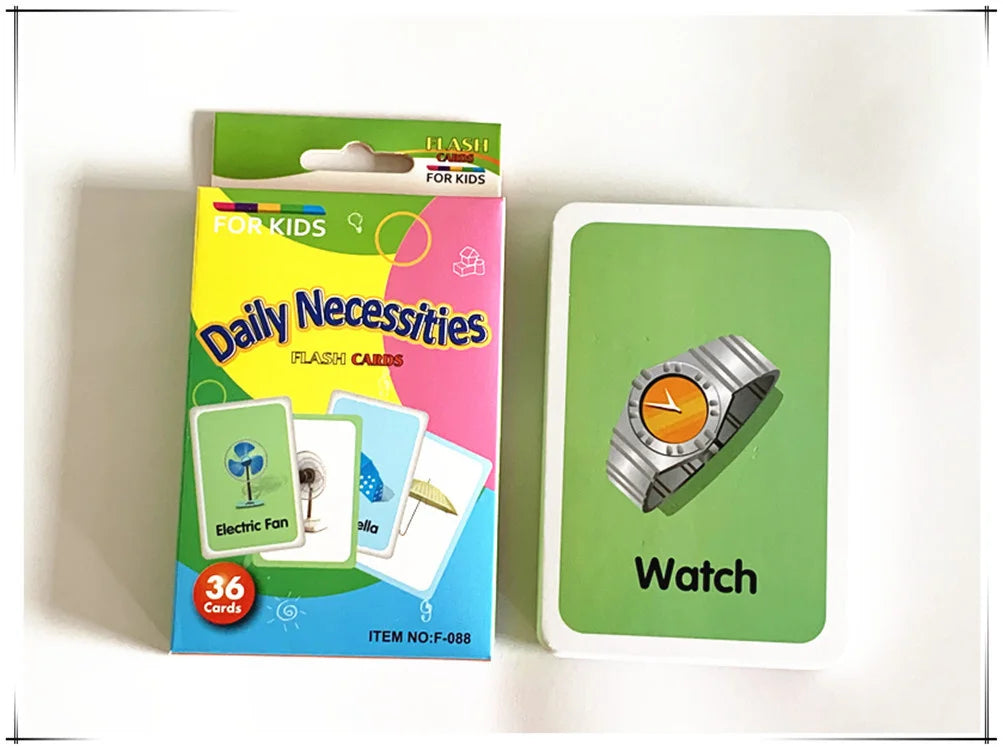 36Pcs Kids Cognition Card Shape Animal Color Teaching Baby English Learning Word Card Education Toys Montessori Material Gift