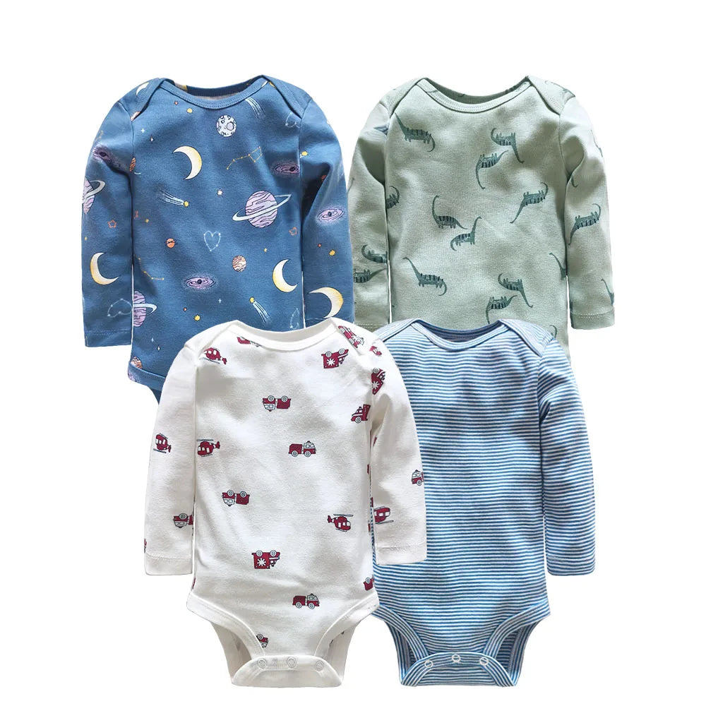 4/5 Pcs Baby Bodysuit Set for Newborns Cotton Romper Boys 0-24M Soft Long Sleeve Infant Daily Outfit Toddler Clothes