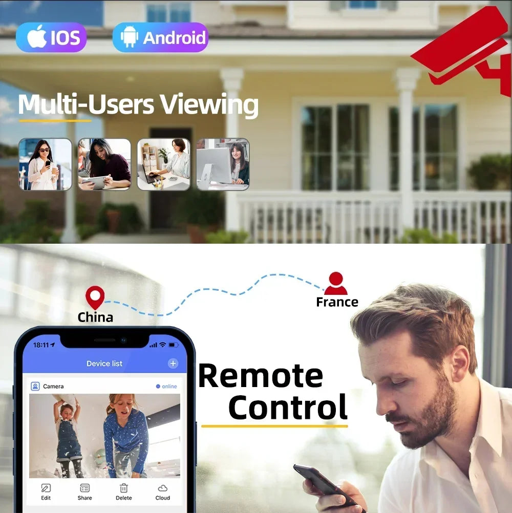 2K Wifi Magnetic Battery Security Camera Indoor/Outdoor 5MP Wireless IP Camera Color Night Vision Motion Tracking Surveillance