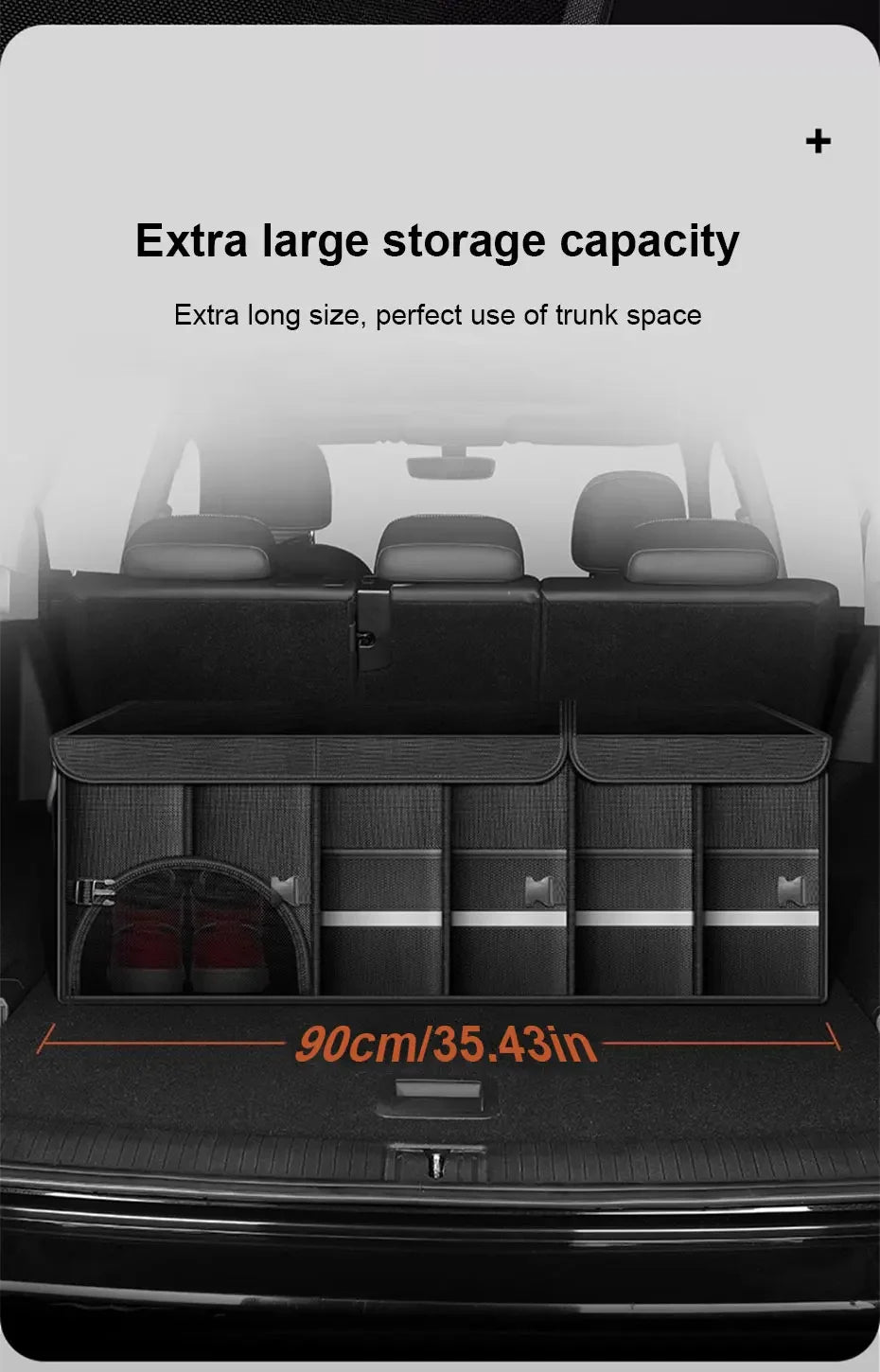 Foldable Trunk Storage Box Waterproof Oxford Cloth 110L Large-Capacity Car Organizer for Camping/Fishing Easy to Carry