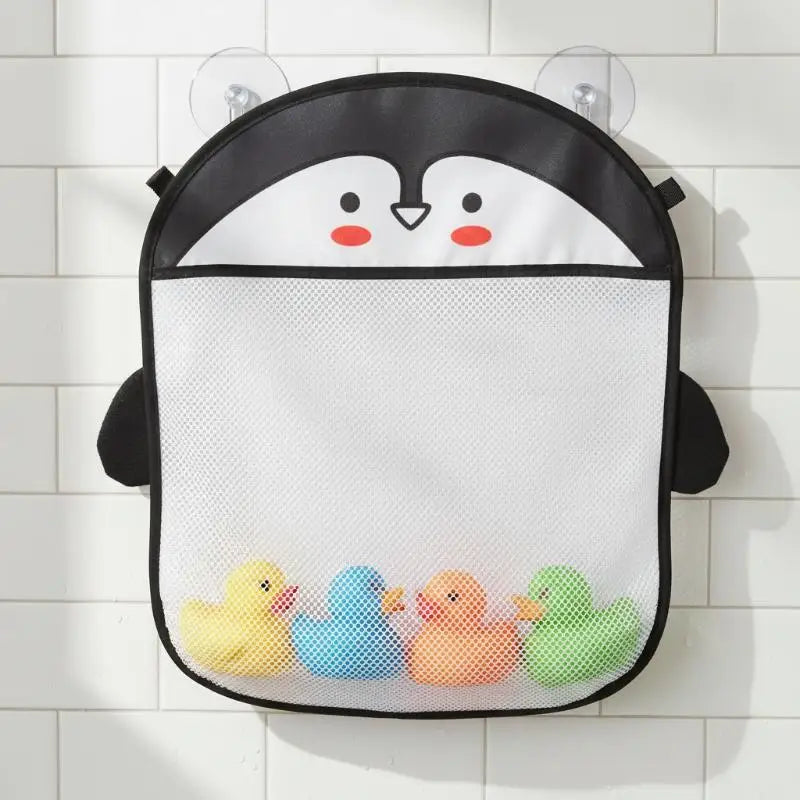 Baby Bathtub Toys Storage Bag Strong Suction Cups Quick Drain Waterproof Mesh Organizer for Kids Bathroom Play Time