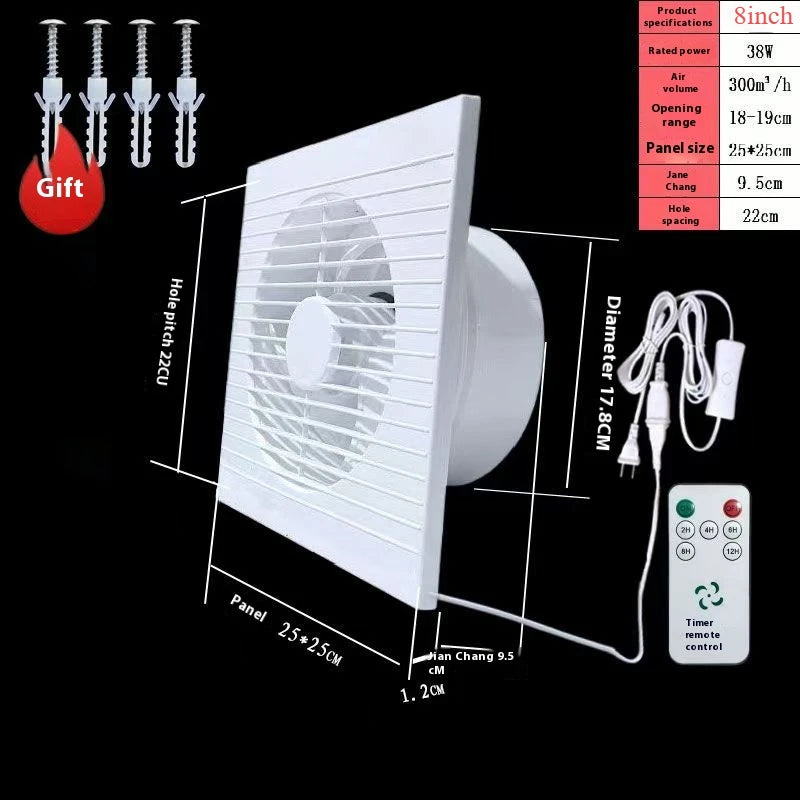 220V 4 inch 6 inch 8inch Hanging Wall White Ventilador Small Ventilator Extractor Exhaust Fans Toilet Bathroom Kitchen Fan