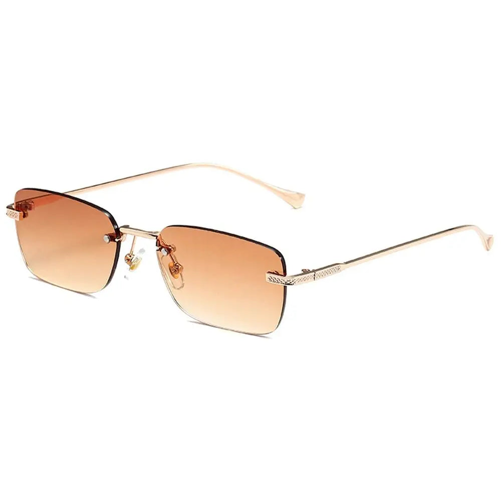 Rimless Square Sunglasses for Women Ins Style Small Rectangle Punk Sun Glasses UV400 Protection Street Shoot Eyewear for Women