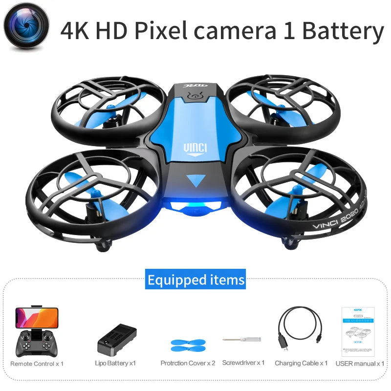 V8 Mini Drone 4K Profession HD Wide Angle Camera WiFi FPV RC Dron Height Keep Helicopter Foldable Quadcopter UAV Toys Gift