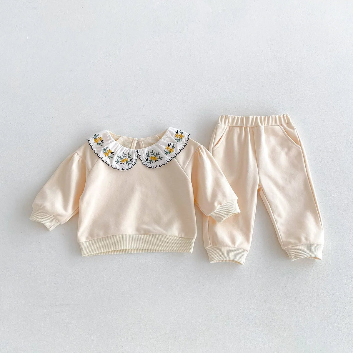 2025 Infant Toddler Fall Clothes Set: Girls' Stylish Two-Piece Pullover Sweatshirt and Pants Set for Baby Girls Outing