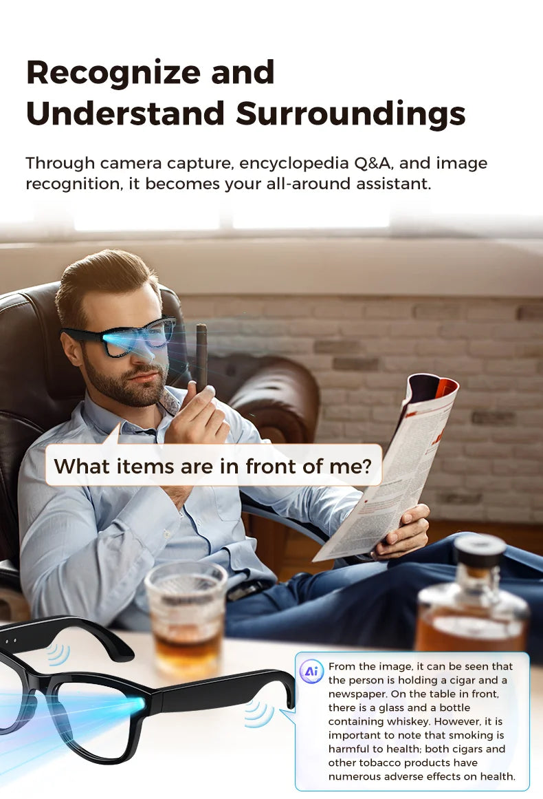 New intelligent AI glasses charging case dual core architecture high-definition photography glasses
