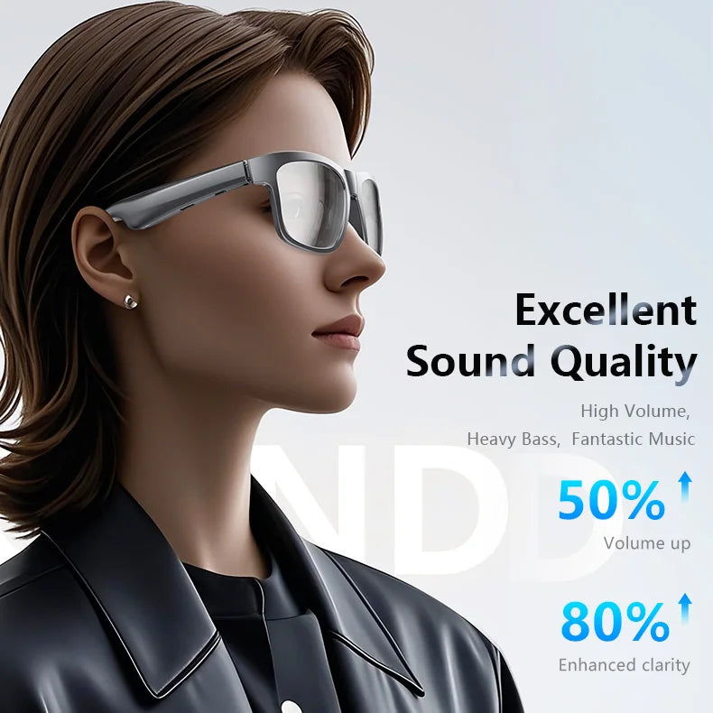 2026 New Smart Glasses Men Women Sunglasses, Bluetooth 5.4 Audio Glasses, UV400 Sports Headphones, 50H Standby 5H Playtime, TR F