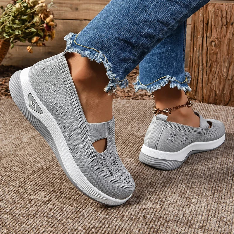 Women's Sneakers Breathable Slip on Walking Shoes Mesh Low Top Ladies Vulcanized shoes Soft Sole Lightweight Casual Shoes
