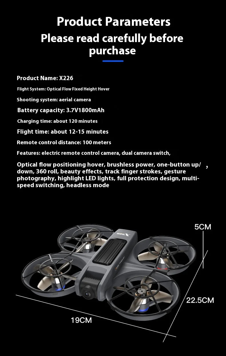 VR Professional Mini Drone for Kids with HD Camera Brushless Motor Optical Flow Positioning Remote Control Toy Quadcopter