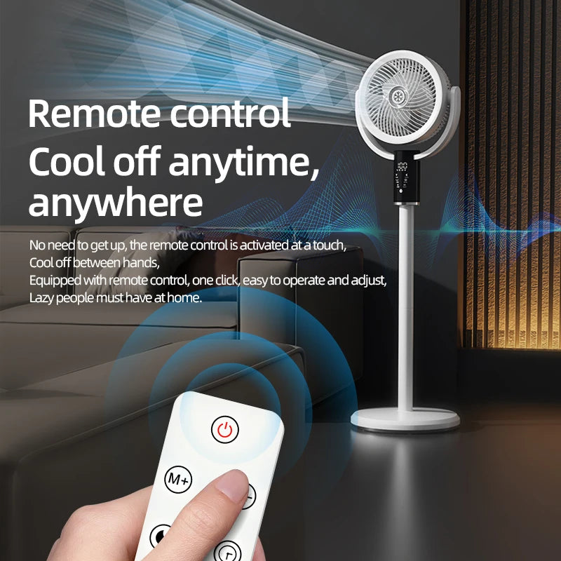 Floor Standing Fan Remote Control 6000mAh USB Rechargeable Height Adjustable Air Circulator for Camping Home Office Sturdy Base