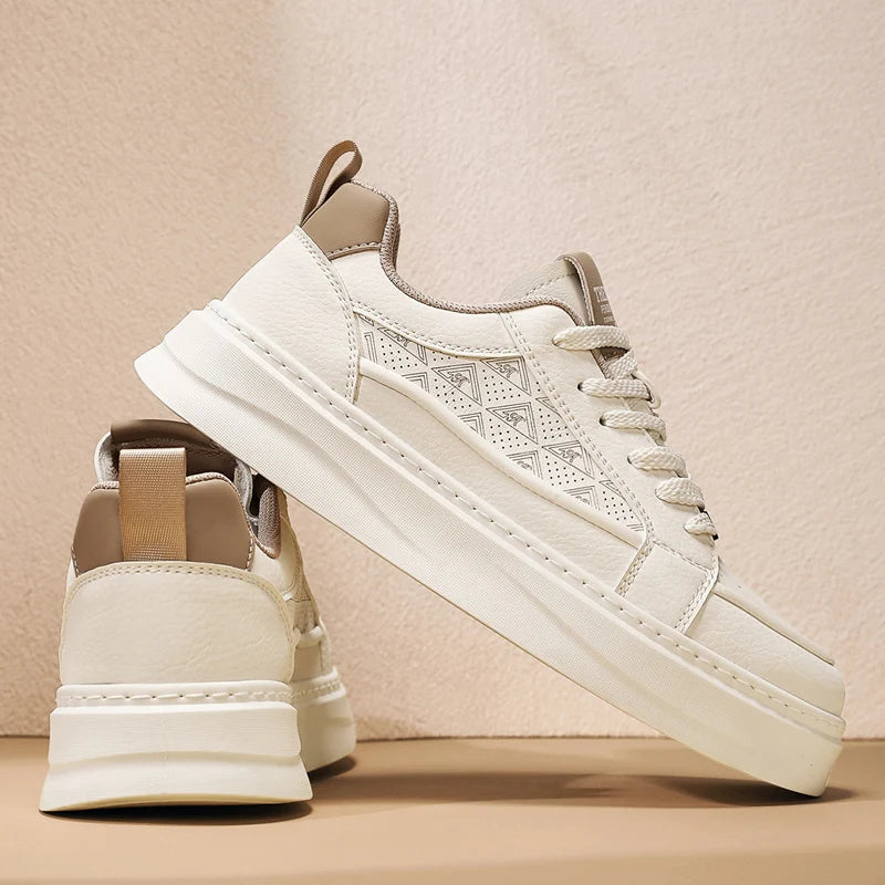 Men's sports shoes, punched sports shoes, white shoes, niche Korean version, versatile casual shoes, board shoes, trendy shoes,