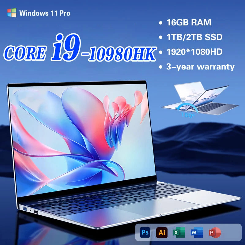 2026 New 14.1" Ultra Slim Laptop 16GB RAM 1/2TB SSD Windows 11 Pro Core i9-10980HK Notebook HD Games Office Study Computer