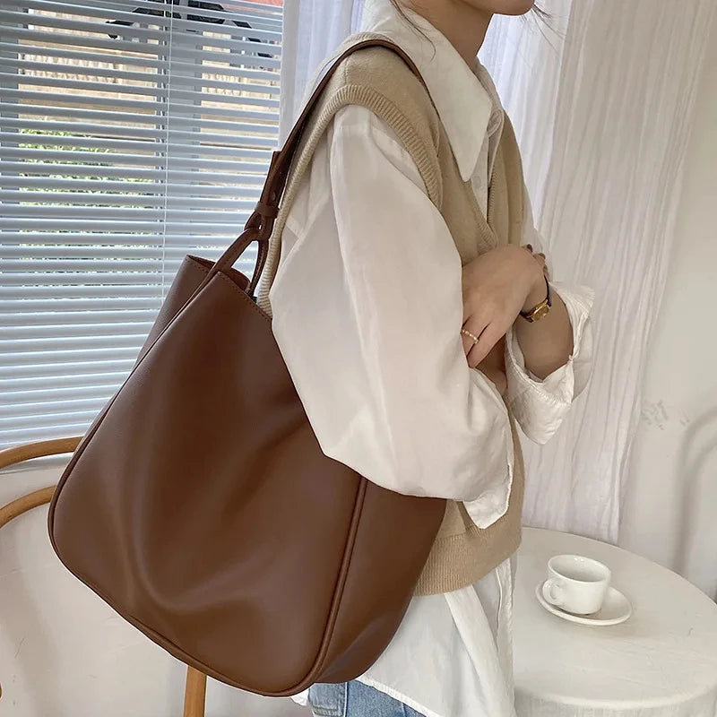 Luxury Tote Bag for Woman 2024 Trend Large Capacity Female Shoulder Bag High Quality Leather Simple Designer Woman Handbag