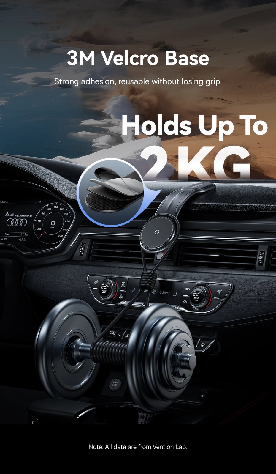 Vention Magnetic Car Phone Holder Mount Adhesive Style Adjustable Dashboard Magsafe For iPhone 12-17 15W Wireless Fast Charging