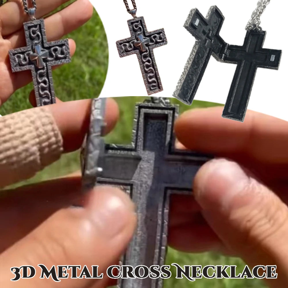 1/2/3PCS 3D Metal Charm Cross Shaped Necklace Pendant Vintage Squid Cross Necklace with Secret Compartment Fashion Jewelry Gifts