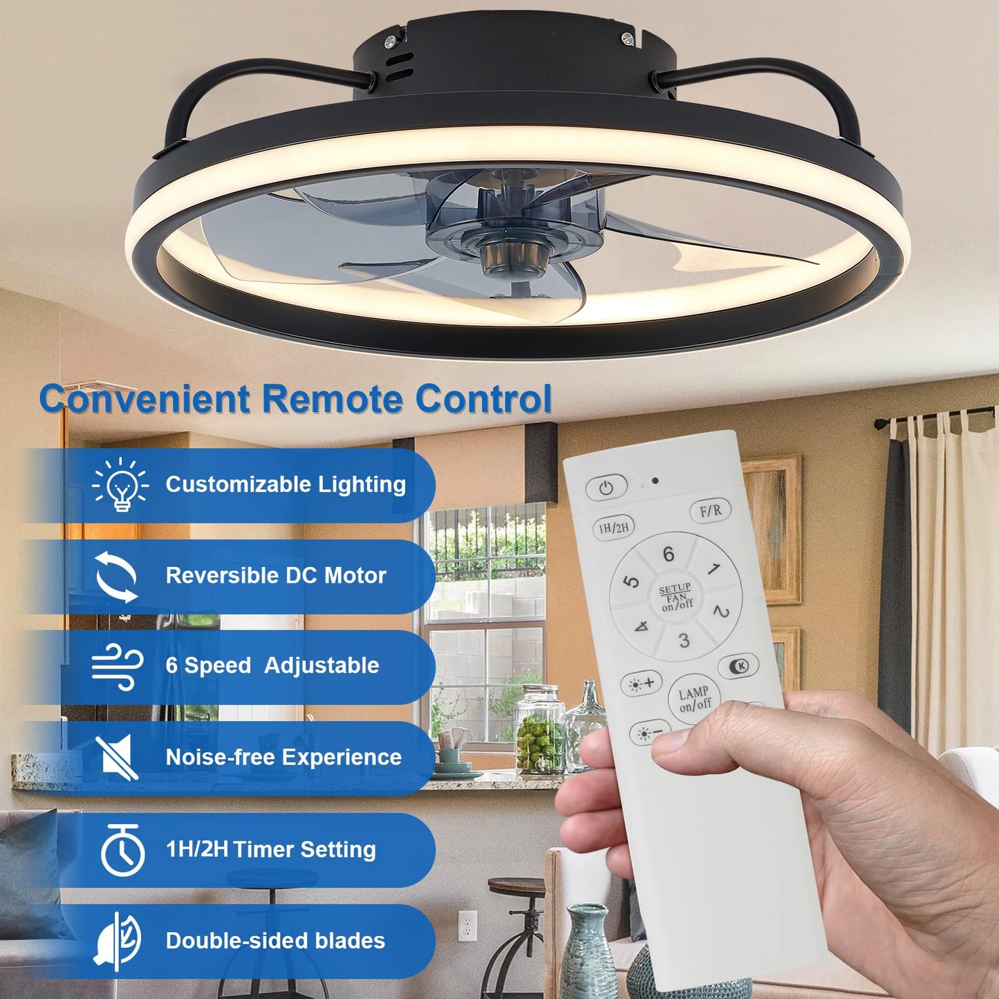 Cool Ceiling Fan Light for Bedroom Restaurant Study Room Decoration Electric Fan Intelligent Dimming Forward and Reverse Fan