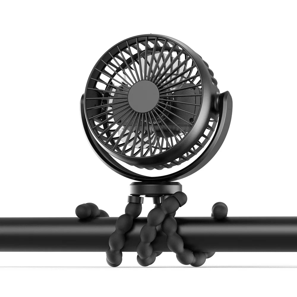 Baby Stroller Fan Mini Portable Outdoor Fan USB 3 Speed Flexible Octopus Fan Tripod Clip on Handheld Fan for Stroller Crib