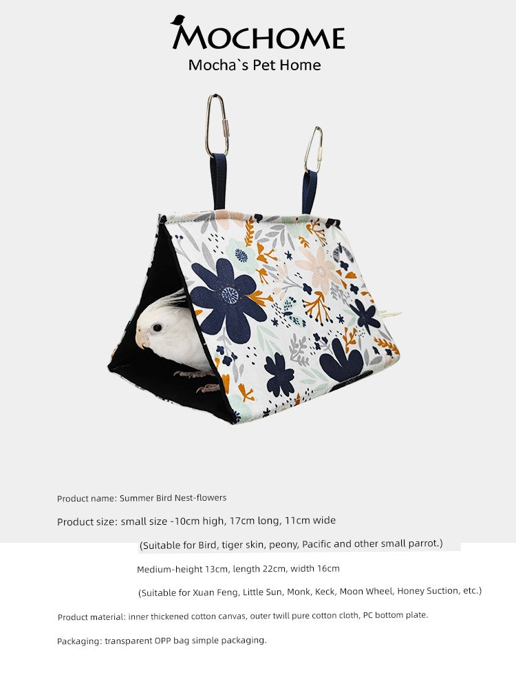 Flowers Summer Bird Nest 100% Cotton Canvas House Parrot