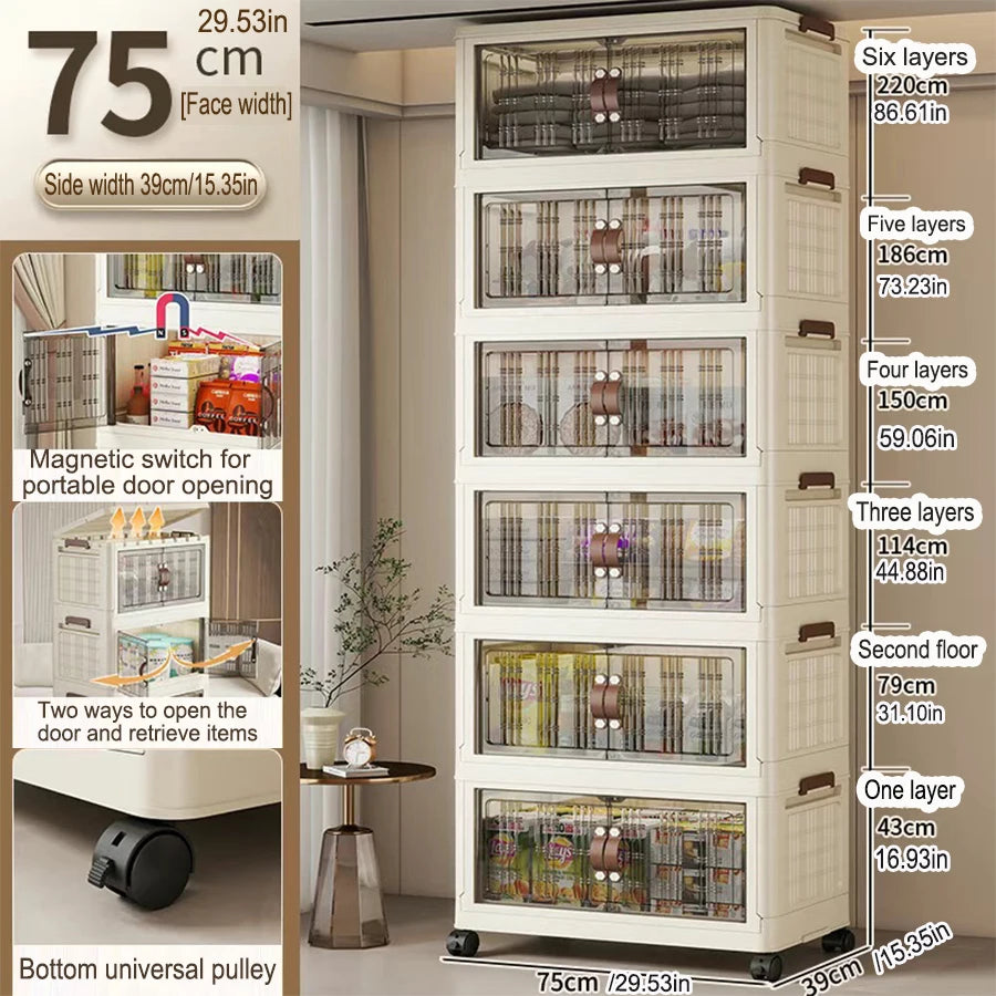 Large Capacity Folding Storage Cabinet - Dustproof Wardrobe Closet Organizer Easy Install