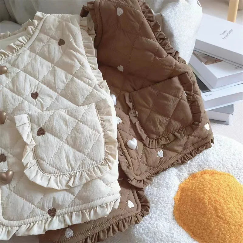 Children Winter Plush Warm Vest Kids Cute Print Waistcoats Children Daily Comfortable Versatile Outdoor Thermal Vest