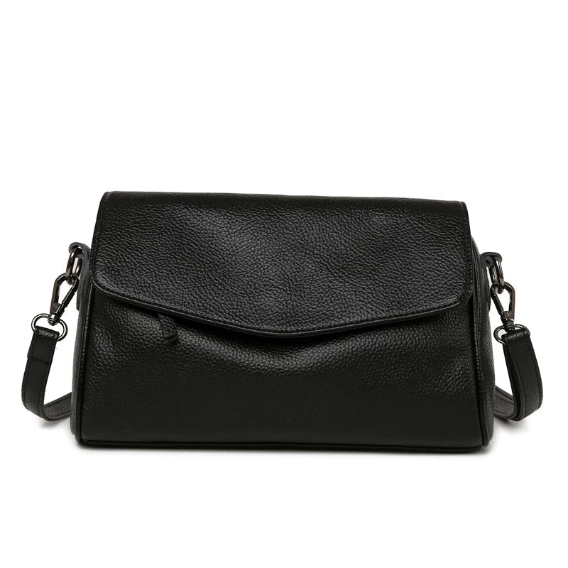 Luxury Solid Color Genuine Leather Ladies Messenger Bag 100% Soft Cowhide Shoulder Crossbody Bags For Women 2026 Female Handbags