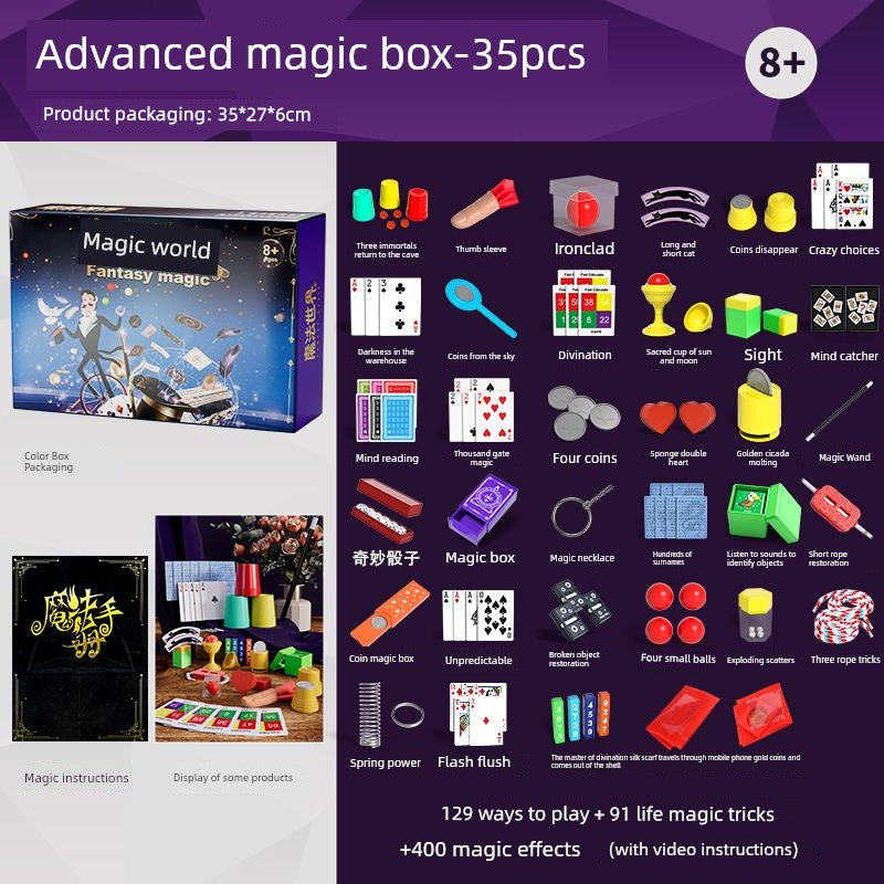 Children's Magic Props Toy Gift Box Close-Up Kindergarten Performance Set Magic Tricks Boy's Birthday Gift Shocking