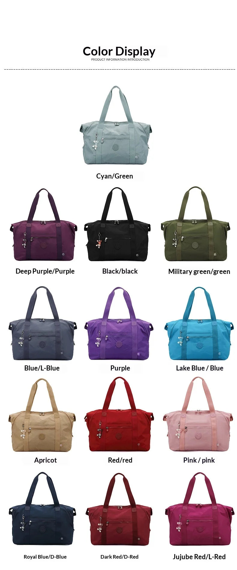 Women Lightweight Large-Capacity Travel Bag Handbags Female Nylon Shoulder Beach Bag Girl Top-handle Casual Tote Purse
