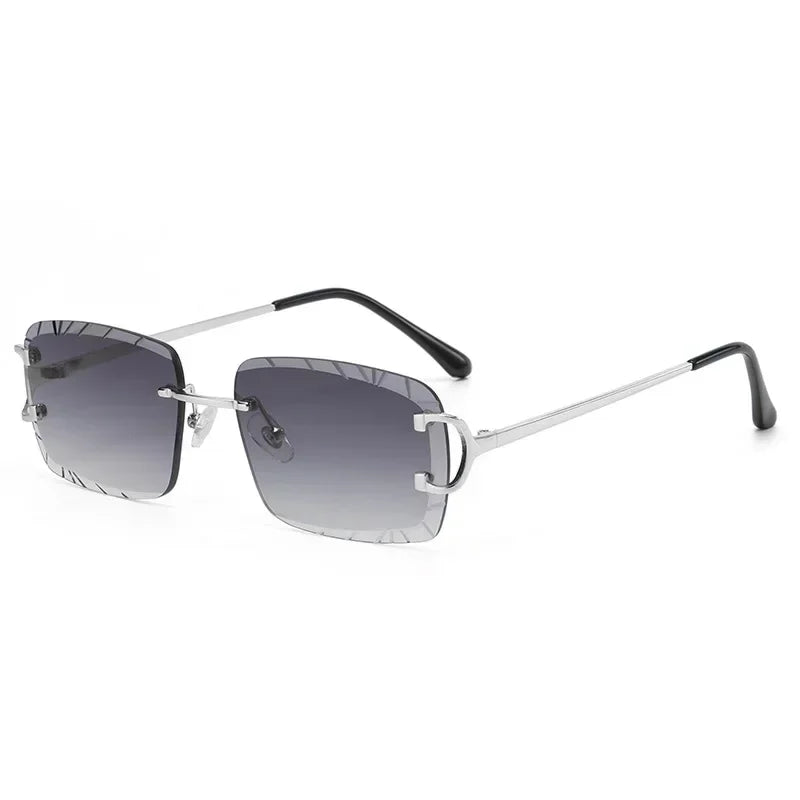 Fashion Square Sunglasses Vintage Women Men Frameless Sun Glasses Rimless Retro Luxury Brand Designer Eyeglasses UV400 Travel