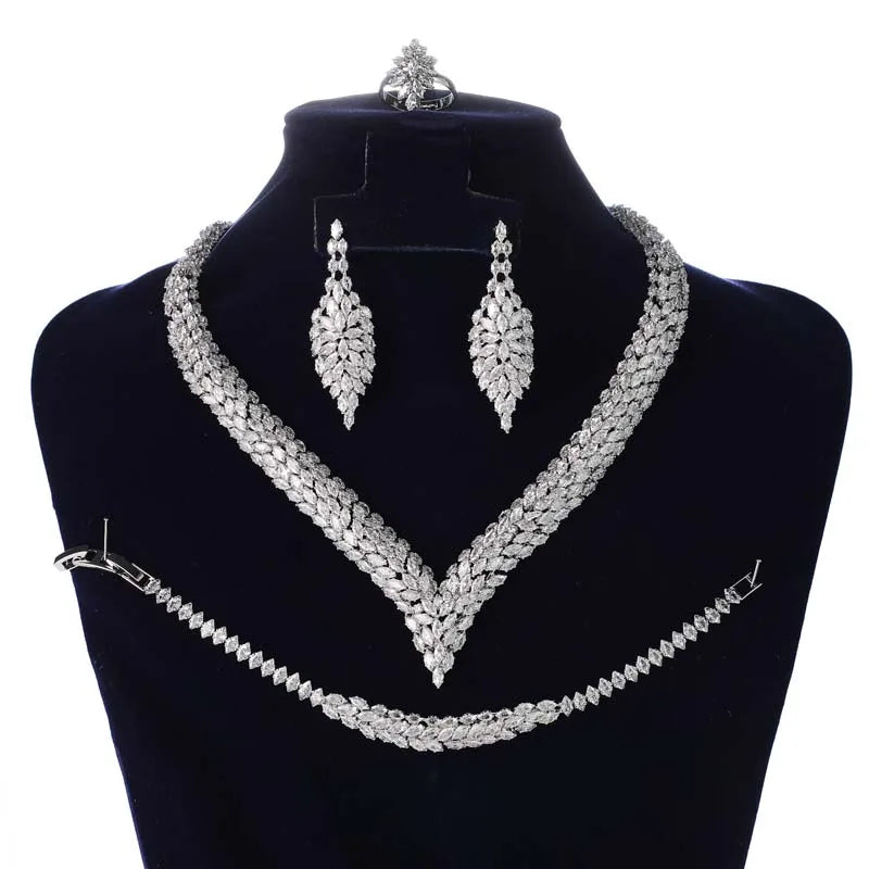 HADIYANA Jewelry Set Women Luxurious Elegant Dress Jewelry Accessories BN8786 Bridal Luxury Cubic Zirconia Ornament