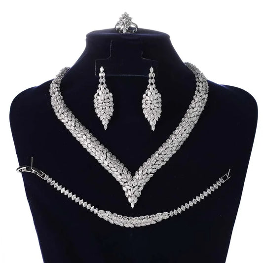 HADIYANA Jewelry Set Women Luxurious Elegant Dress Jewelry Accessories BN8786 Bridal Luxury Cubic Zirconia Ornament